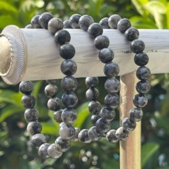 8mm Larvikite Chakra Bead Stretch Bracelet - Picture 2 of 8